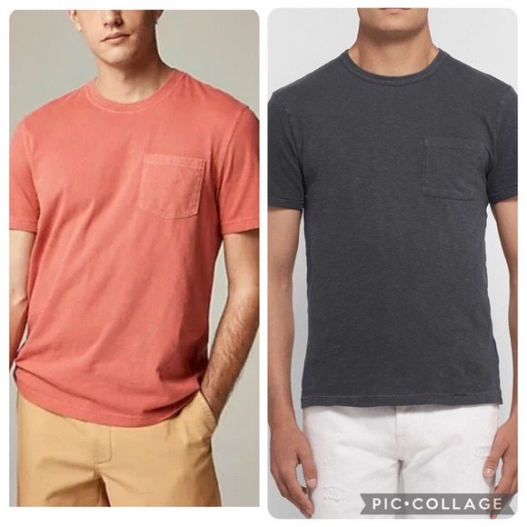 J. Crew Other - 2 J. Crew Mens Garment Dyed Slub Gray/Coral Cotton Short Sleeve Tee Shirts M